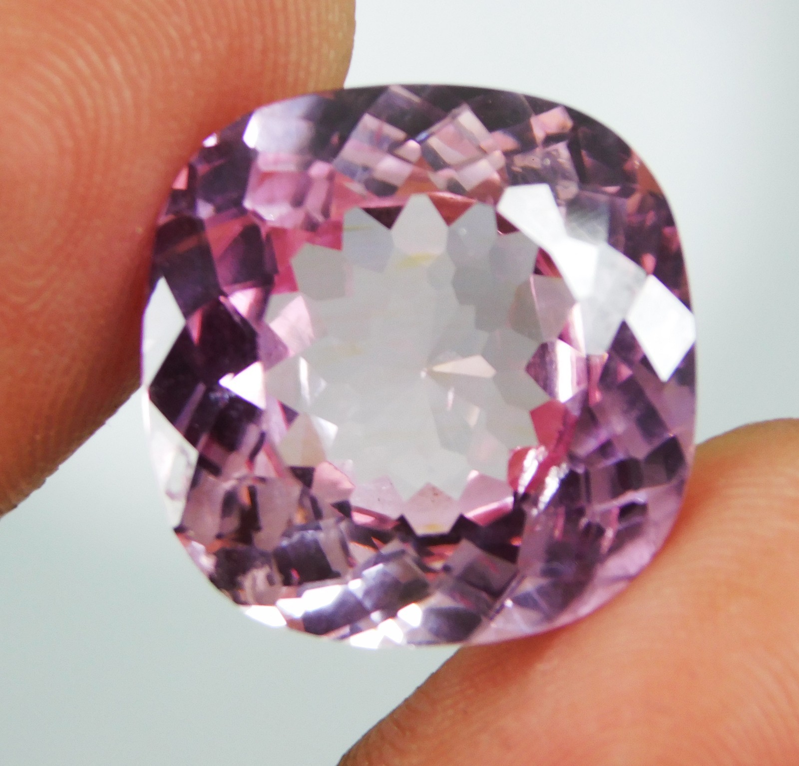 16.50 Ct Certified Natural Brazilian Pink Morganite Cushion Cut Fine Gemstone