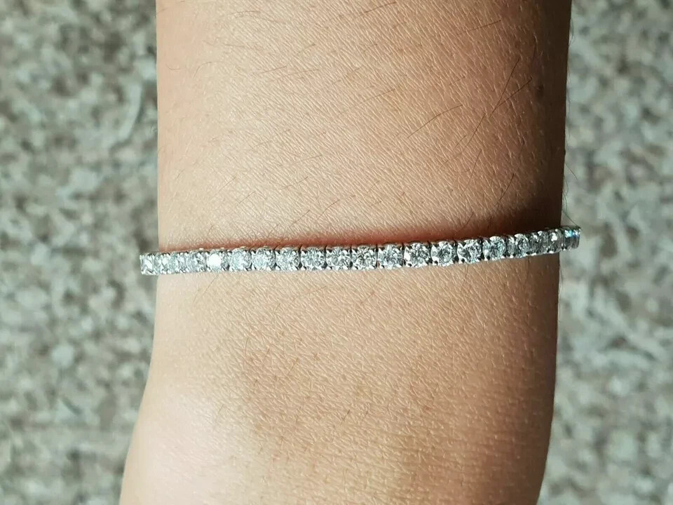 4.55CT Tennis Bracelet Round Lab Grown Diamond EF/VVS 14k White Gold For Mother