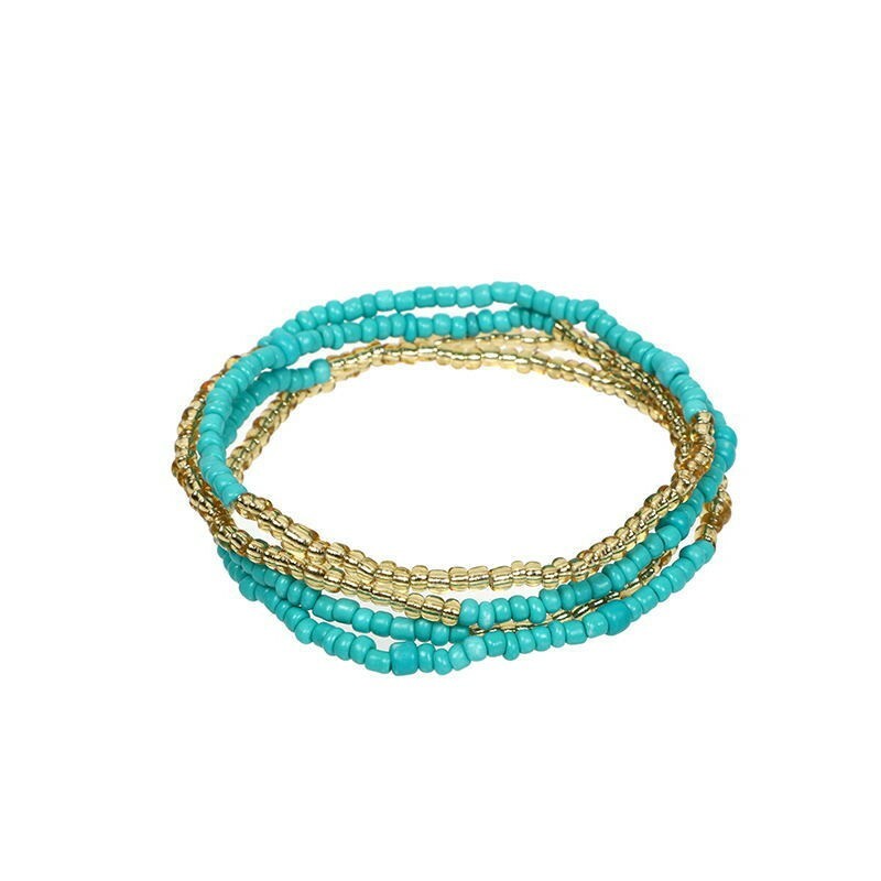 Fashion Women Waist Chain Weave Colorful Beads Body Belly Elastic Sexy Bikini