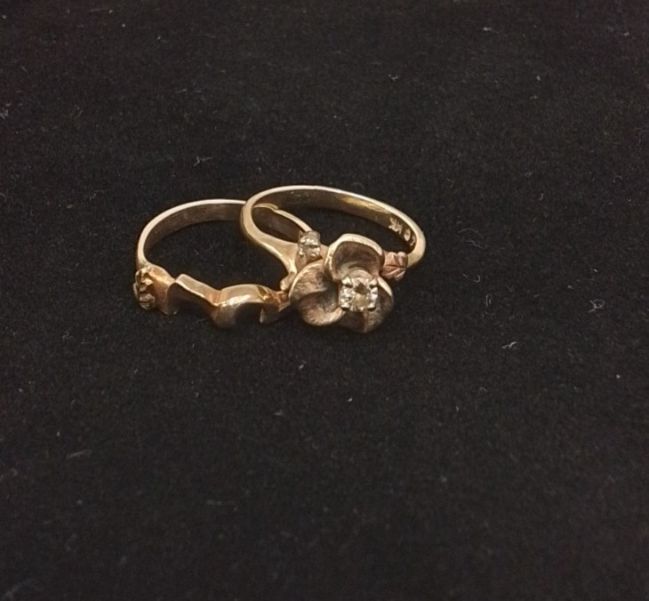 Diamond Engagement Ring + Band Flower Size 4.5 8 Pt. Diamond 14K Gold #J3942