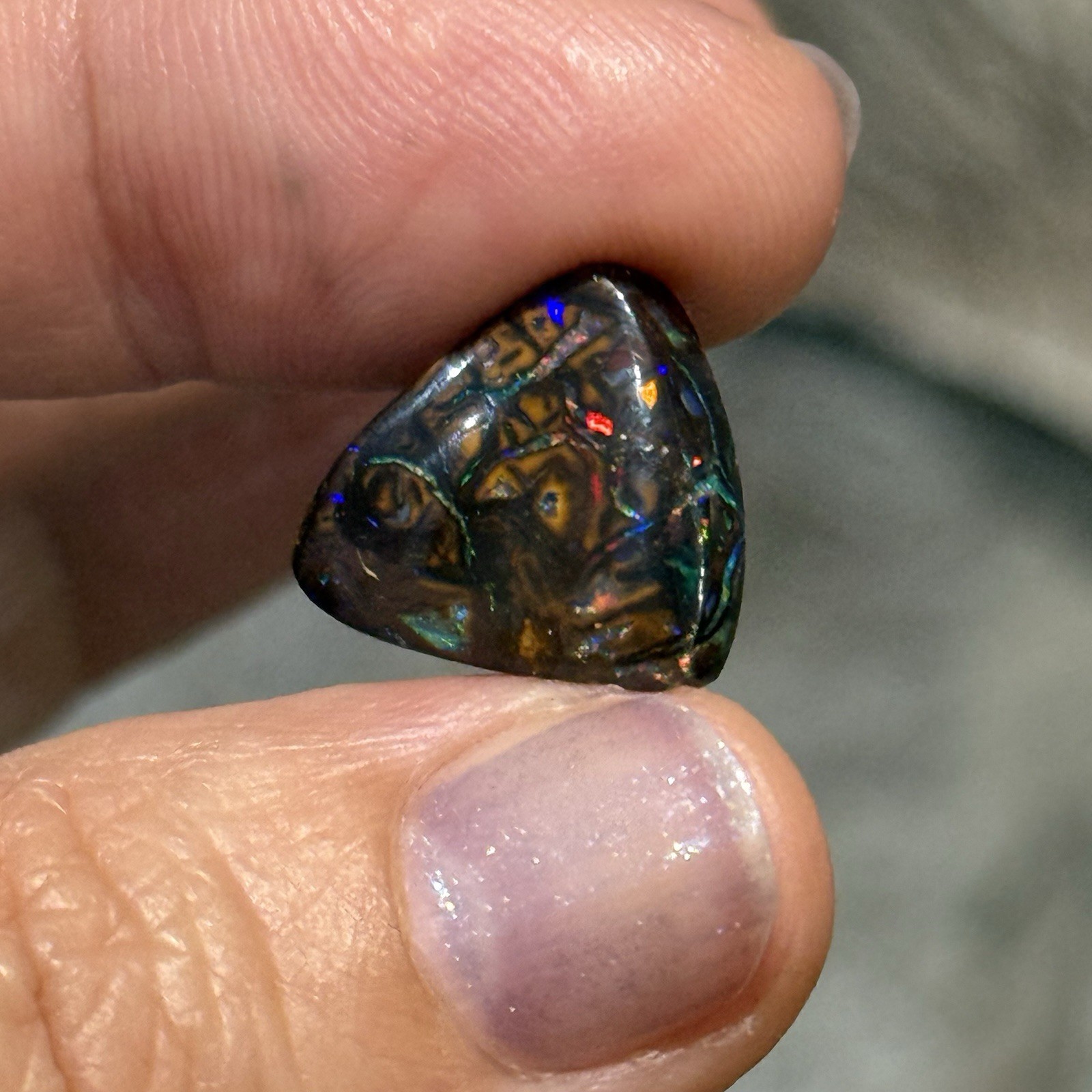 10.2ct 15.6×14.5×5.2mm Colorful Australian Koroit Boulder Opal Cabochon Gem