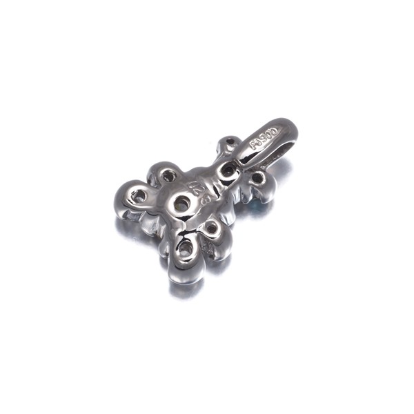 Blue&Clear Diamond 0.23ct Bear Pendant 900 Platinum