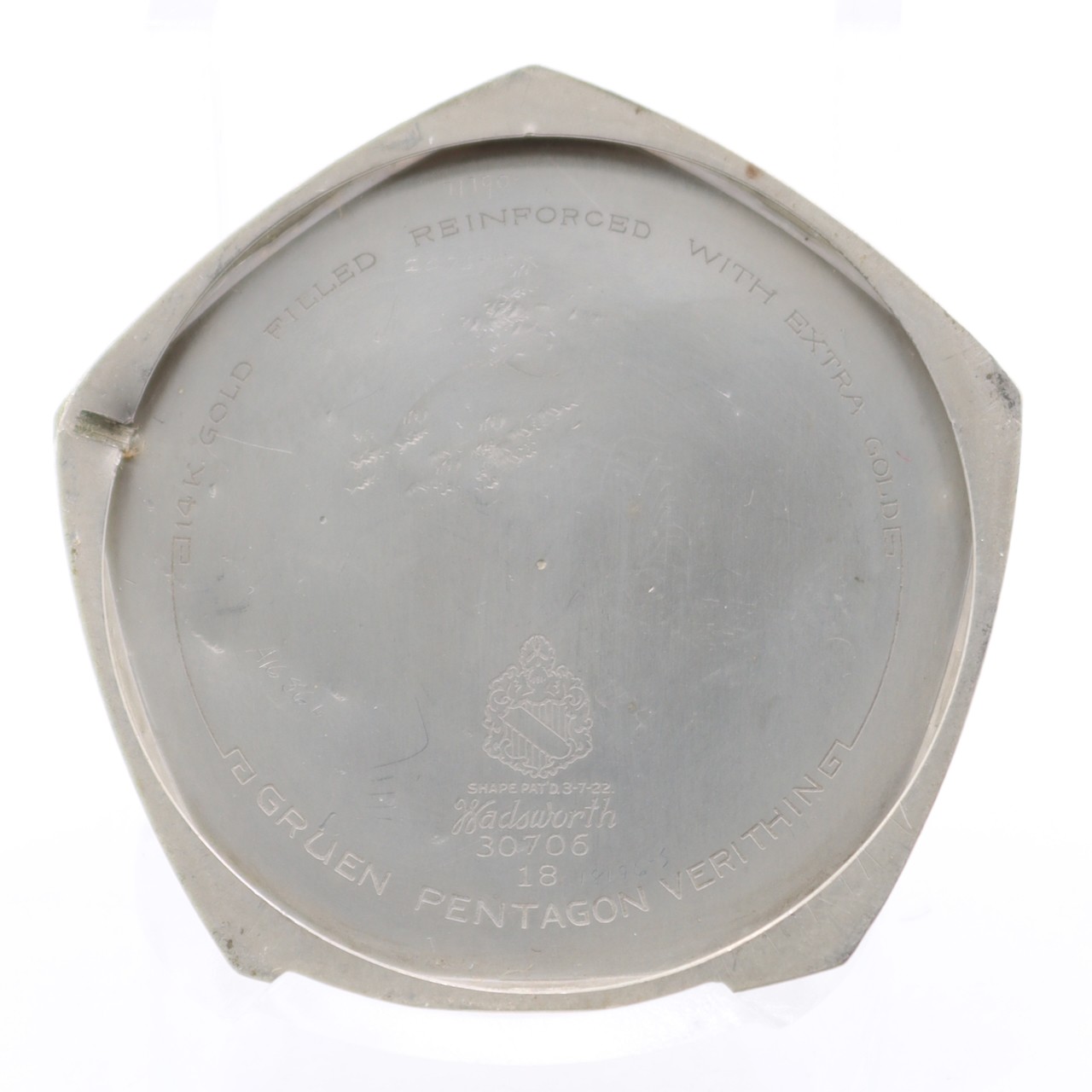 Vintage 10s 1927 Gruen Verithin Precision Pentagon Mechanical Pocket Watch 14KGF