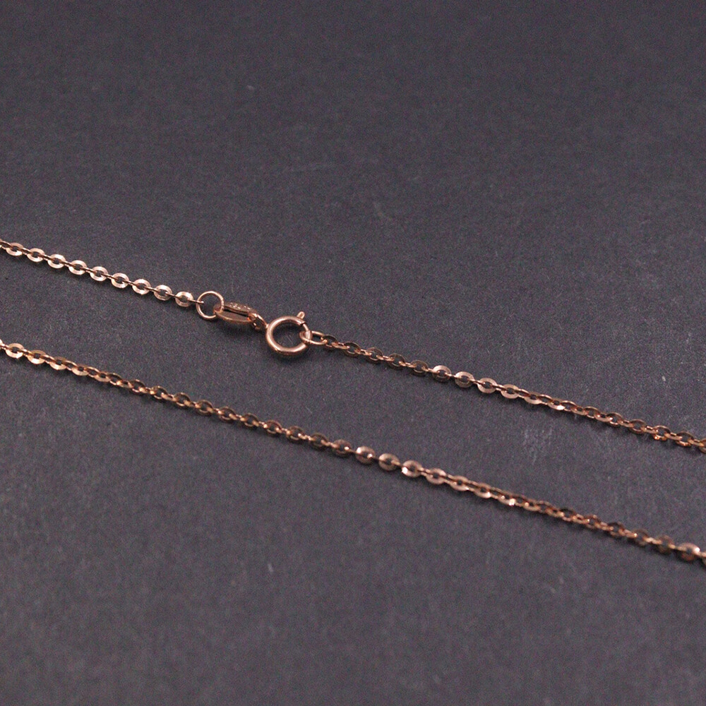 Real Au750 Pure 18K Rose Gold Chain 1.5mm Lucky O Link Necklace 2.2-2.3g 17.9in