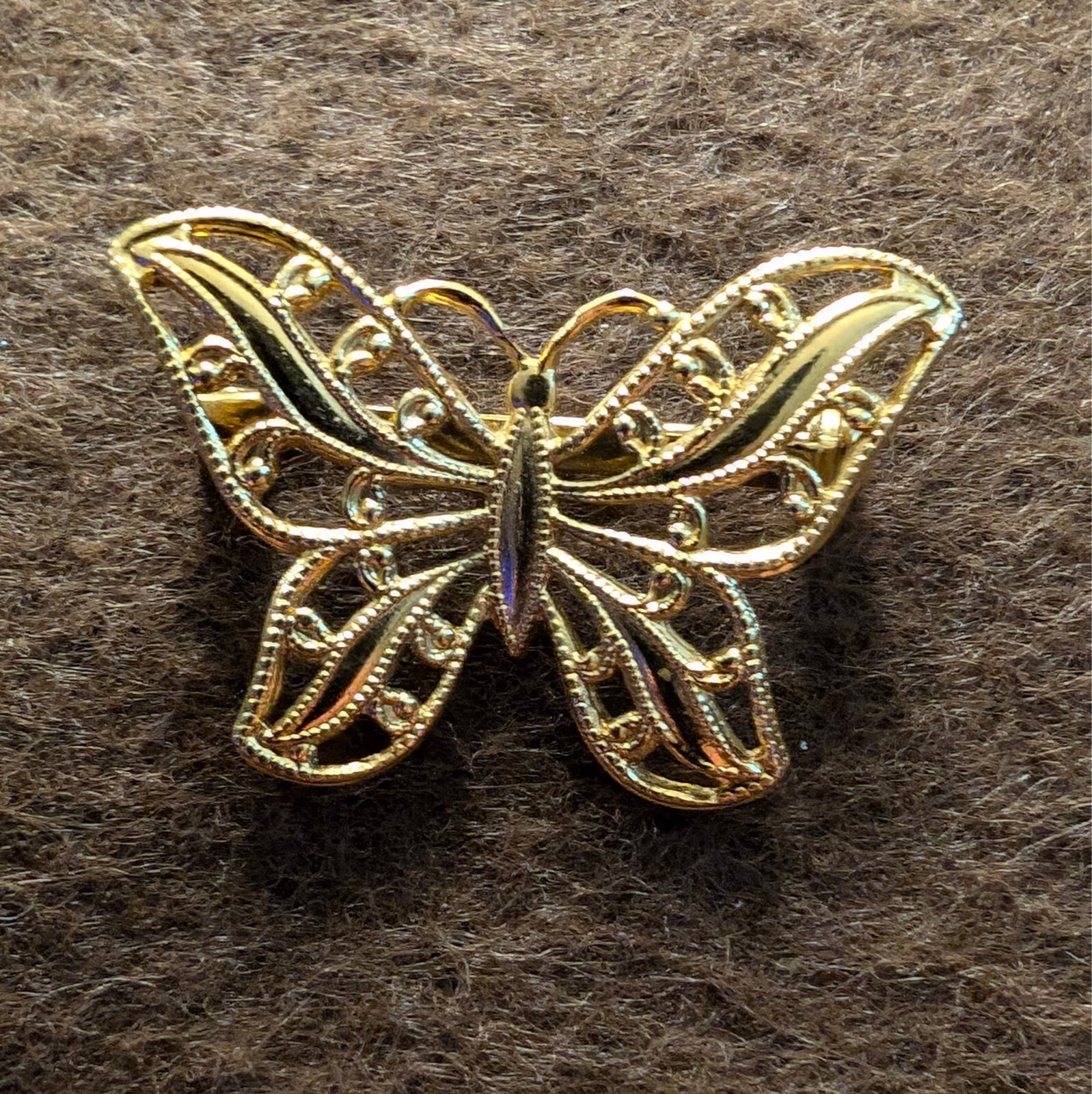 Vintage Gold Tone Signed Napier Filigree Butterfly Pin Brooch