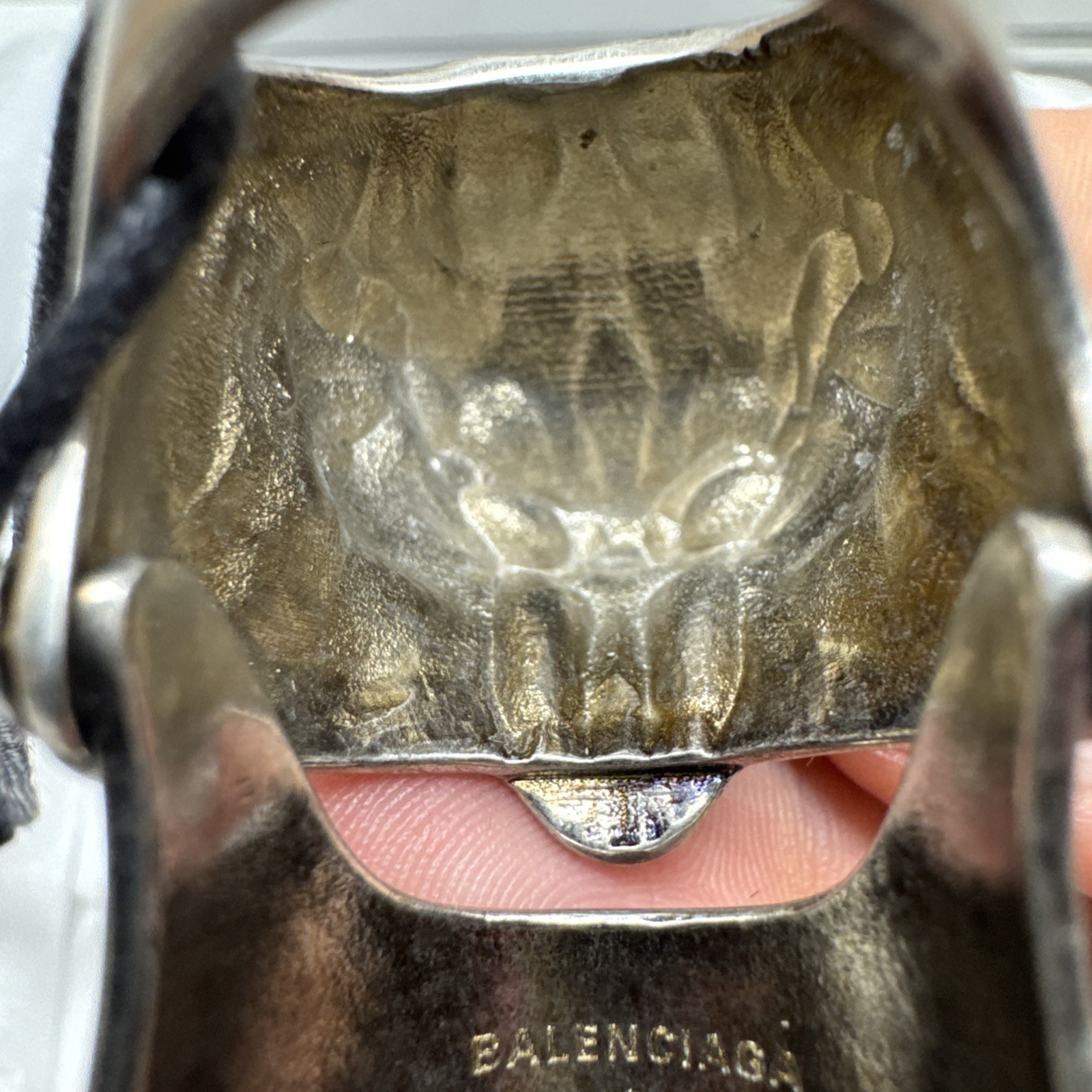 Balenciaga Tiger Armor Ring Anthracite Knight Full Finger Adjustable Size S Rare