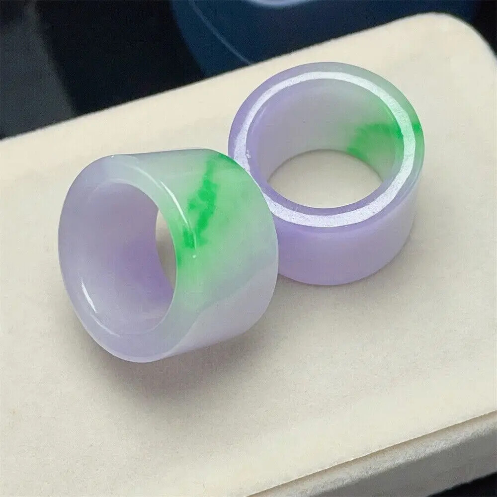 Natural Myanmar Jade Ring with Purple and Green Accents – Stylish Men’s Ring