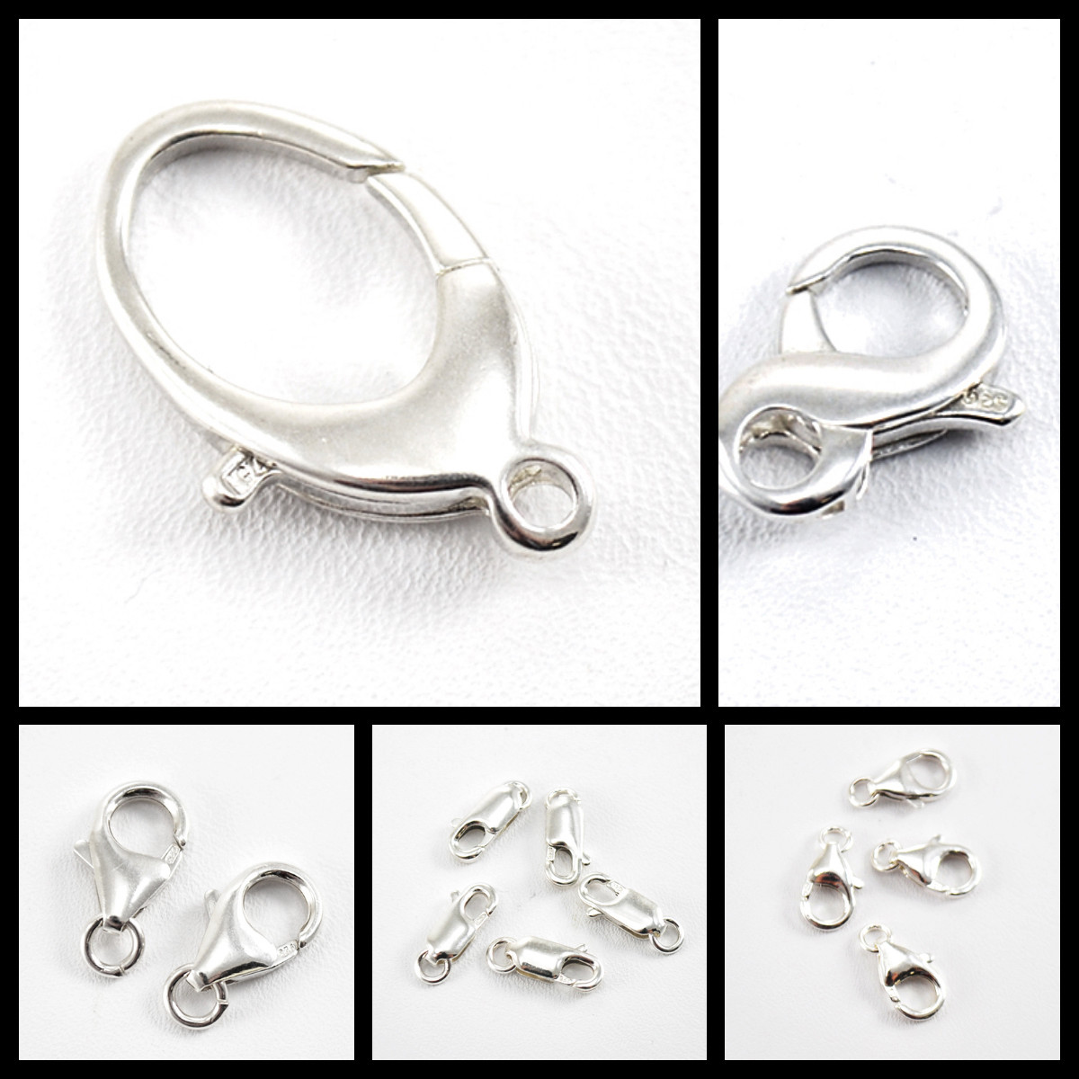 .925 Sterling Silver Lobster Claw Clasp 5mm 6mm 7mm 8mm 9mm Made in USA Findings