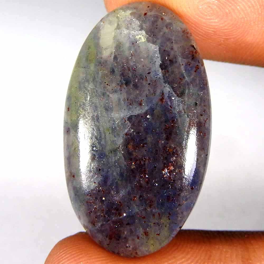 25.50Cts100%Natural Red Blue Iolite Sunstone Oval Cabochon Gemstone