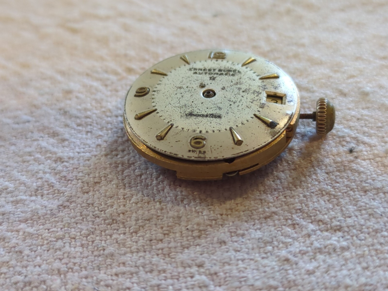 Ernest Borel Automatic Cronostar with Date. Includes Dial, Case, and Parts. Look