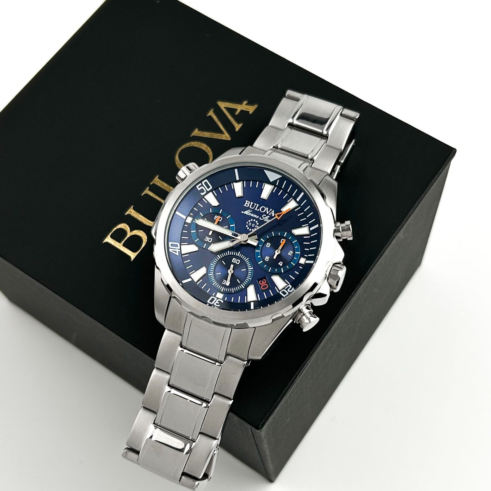 Bulova 96B256 Men’s Blue Marine Star Chronograph Quartz Stainless Steel Watch