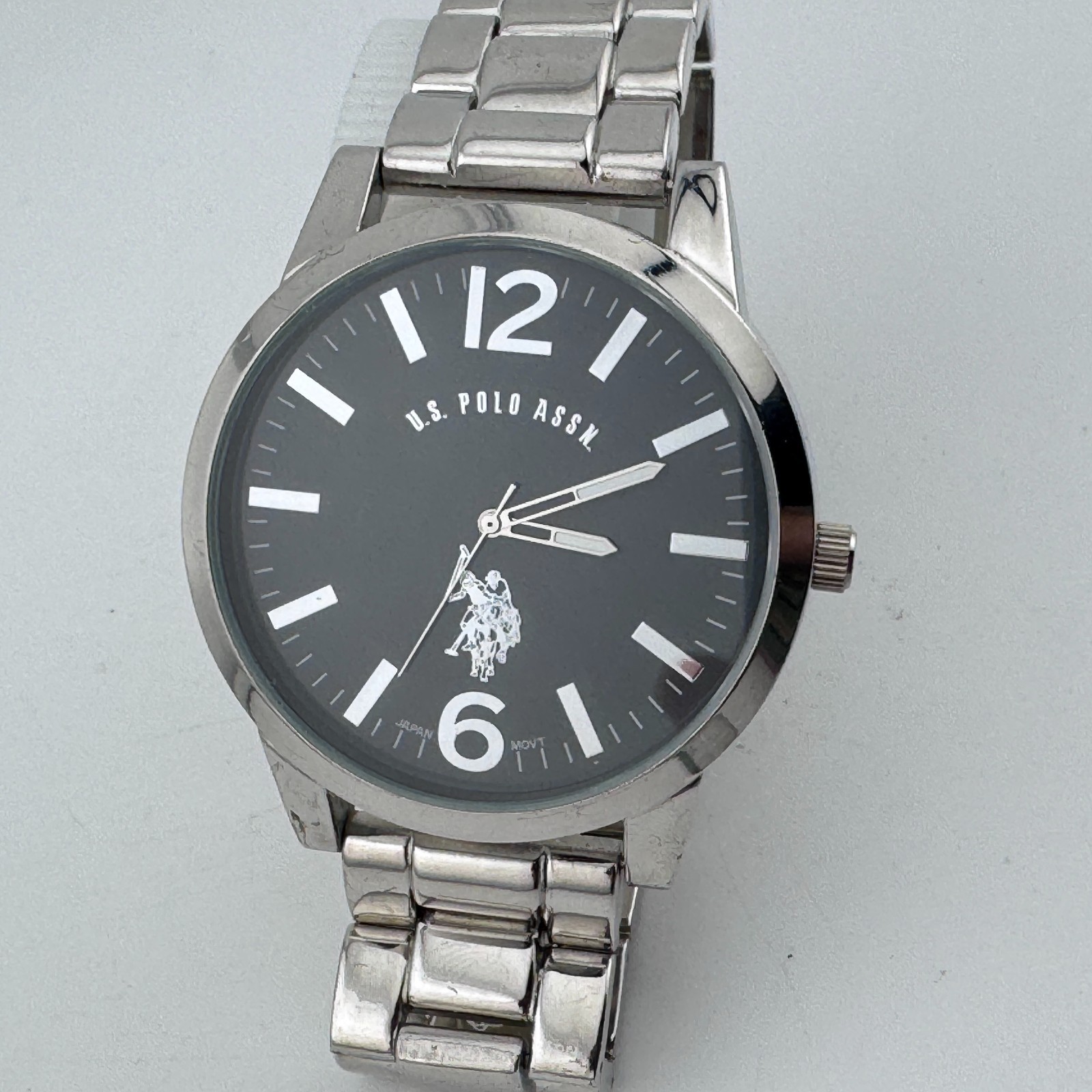 U.S. Polo Assn Quartz Watch Men 47mm Silver Japan Movt Analog New Battery 8″