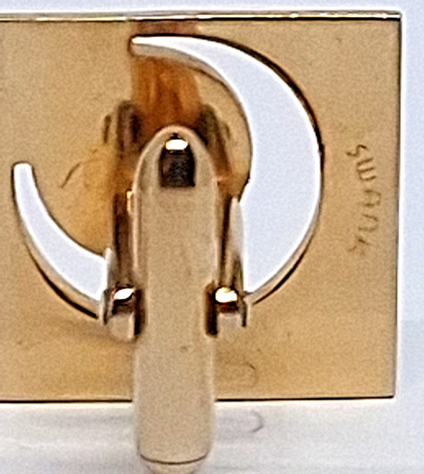 Vintage Swank Gold Tone Square with Crescent Outline and Star Center Cufflinks