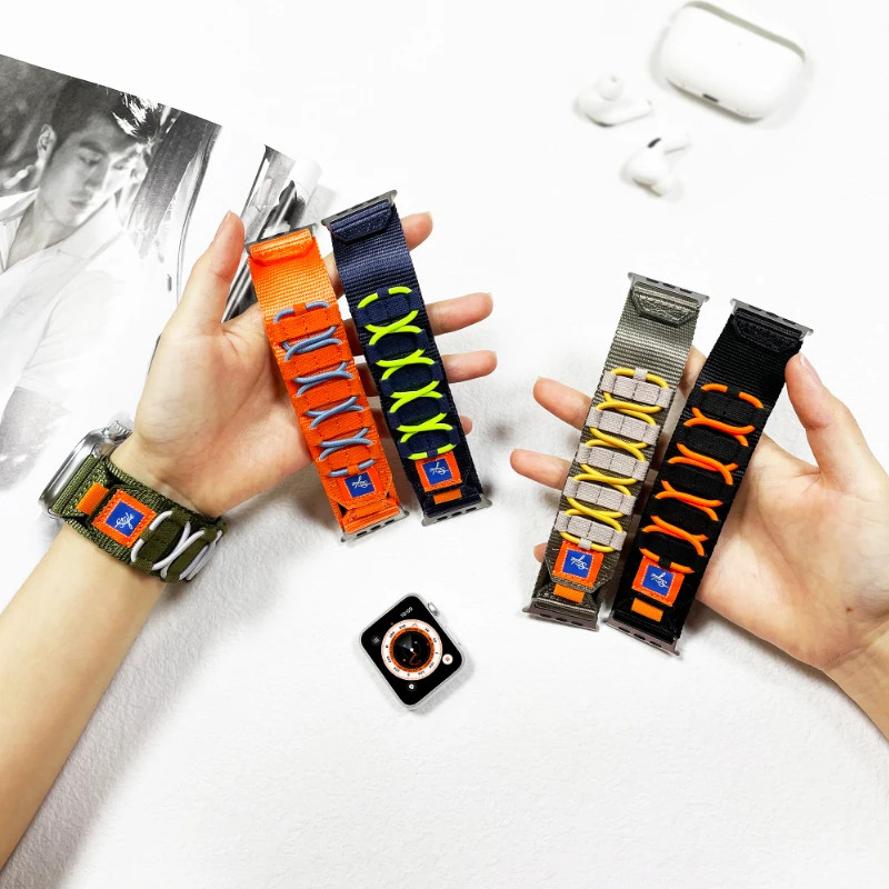Nylon Five Loop Strap for Apple Watch Ultra 3 2 1 49mm Wristband for 11 10 9 8 7