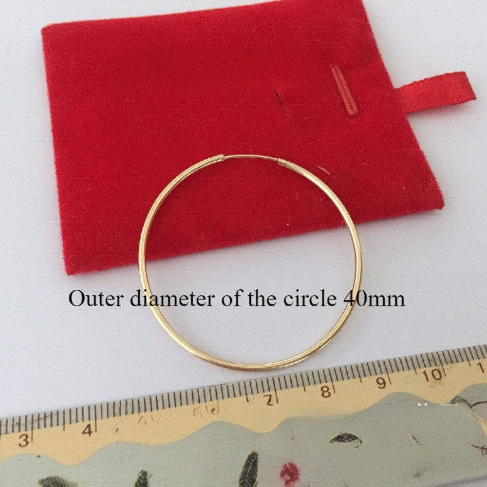 HOT 14K Yellow Gold Round Endless Hoop Earrings 1.5mm Tube Hoops Ear Rings