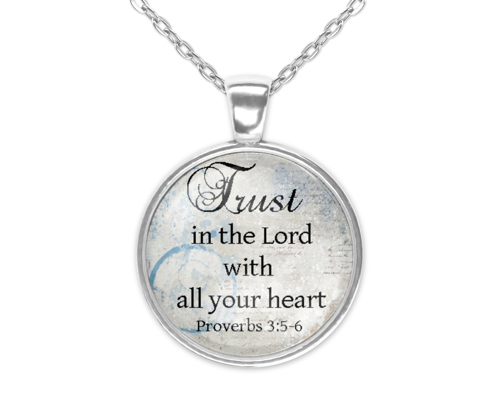 Elegant Scripture Faith Bible Verse Necklace Standard or Large Charm Pendant