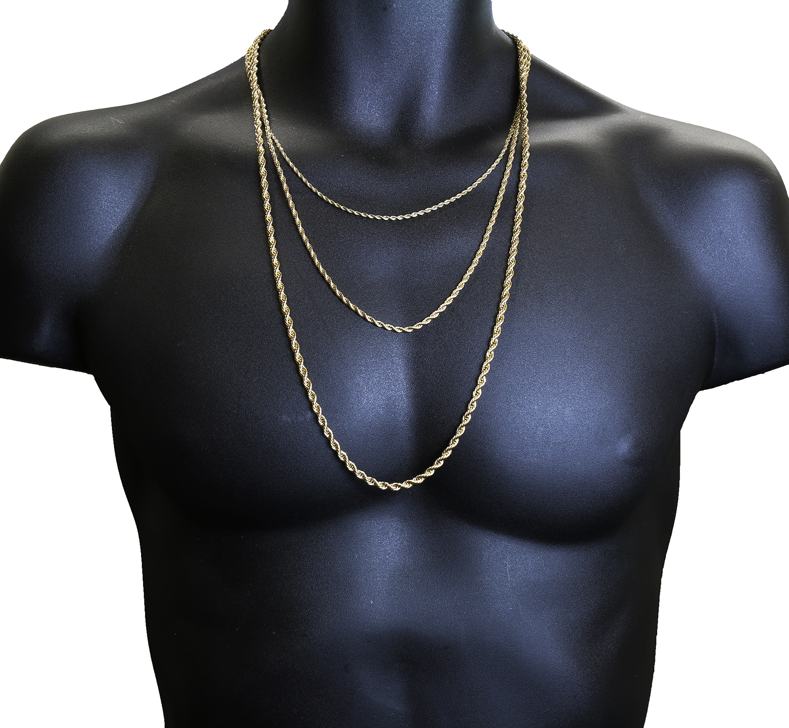 24K Gold Plated Stainless Steel Men Lady French Rope Chain Necklace 2-5mm 20-30″