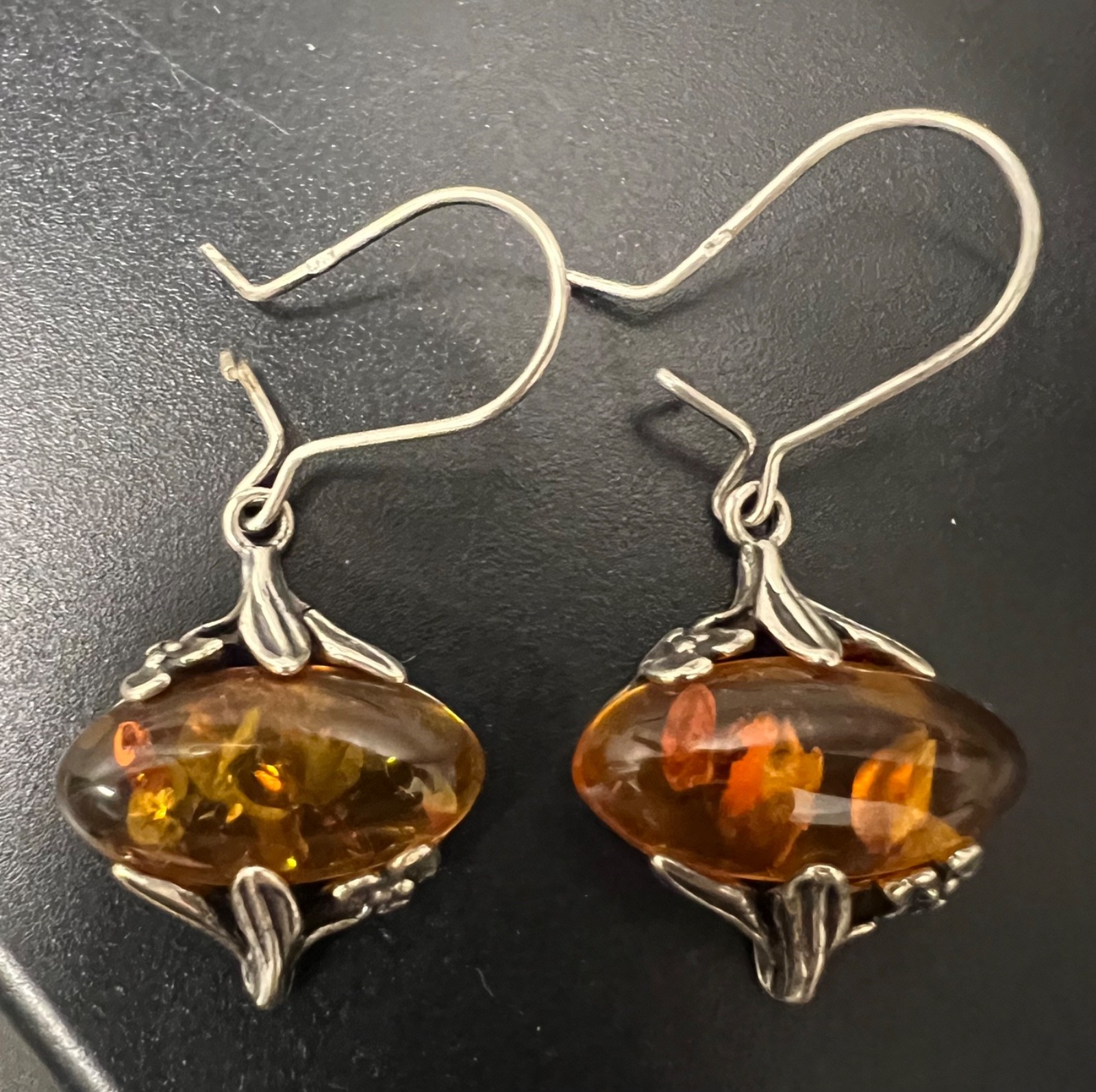 BALTIC AMBER Jewelry Earrings with Sterling Silver 925 COGNAC Amber Earrings