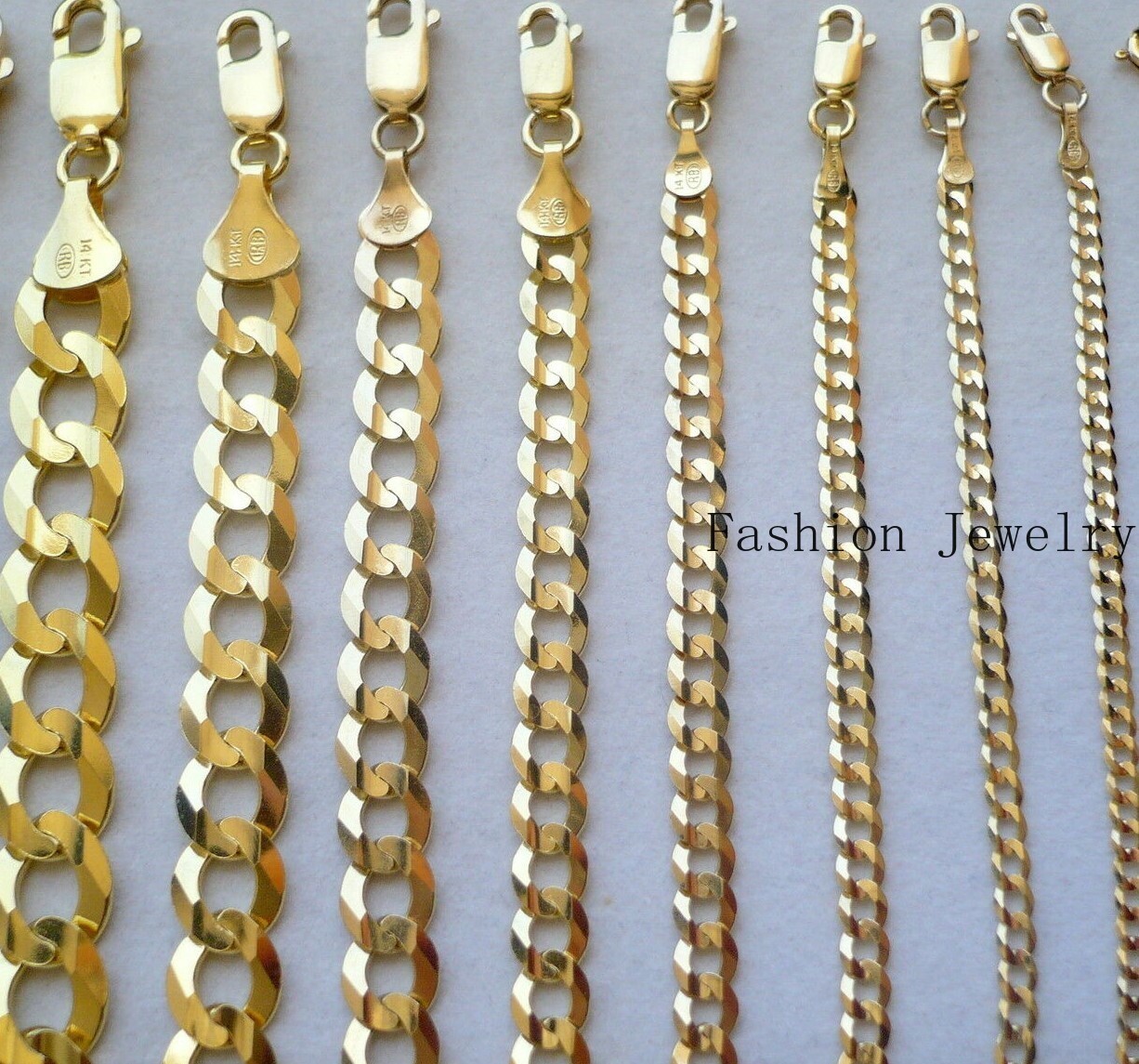 CUBAN LINK CHAIN 14K SOLID GOLD 2MM – 9.5MM WOMEN”S/MEN’S NECKLACE CHAIN 16″-30″
