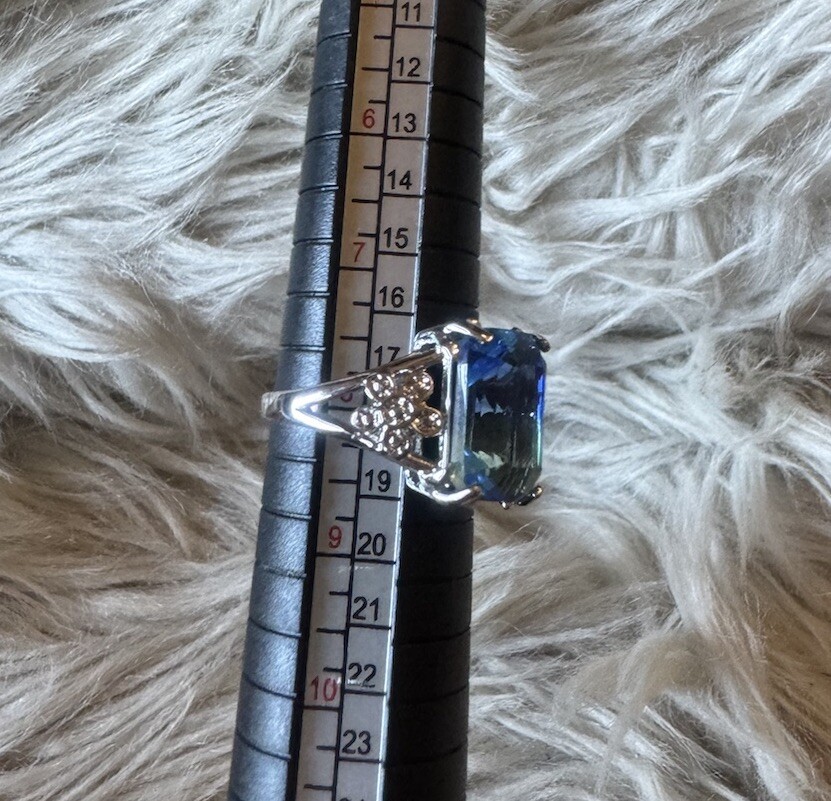 Blue Fire Rainbow Tourmaline Ring Size 8