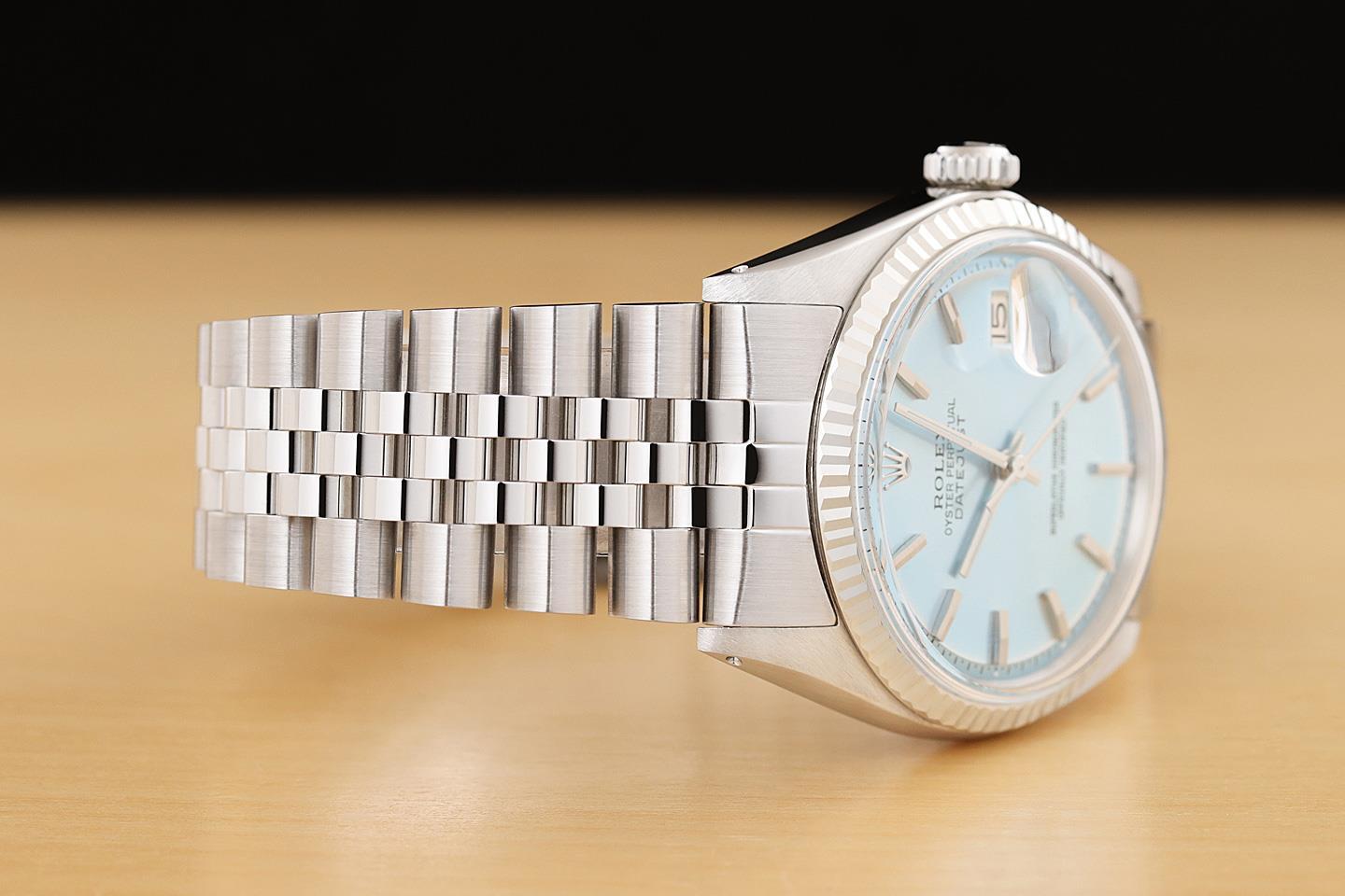 ROLEX DATEJUST ICE BLUE 36MM 18K WHITE GOLD STEEL MENS JUBILEE WATCH
