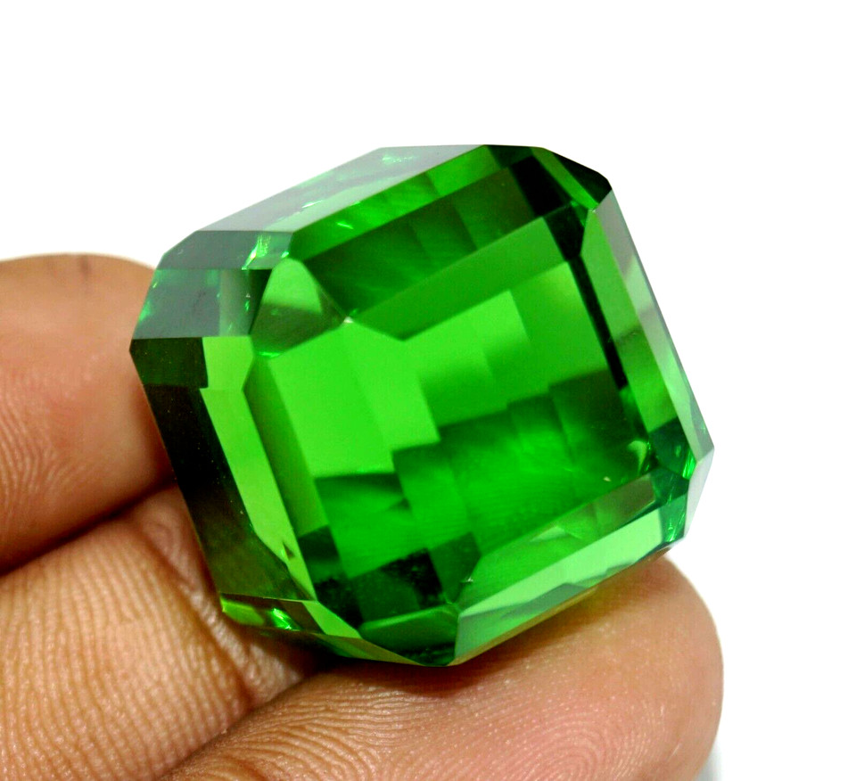 120 Ct+Cube Cut Natural EGL Certified Brazilian GREEN Color Topaz Loose Gemstone