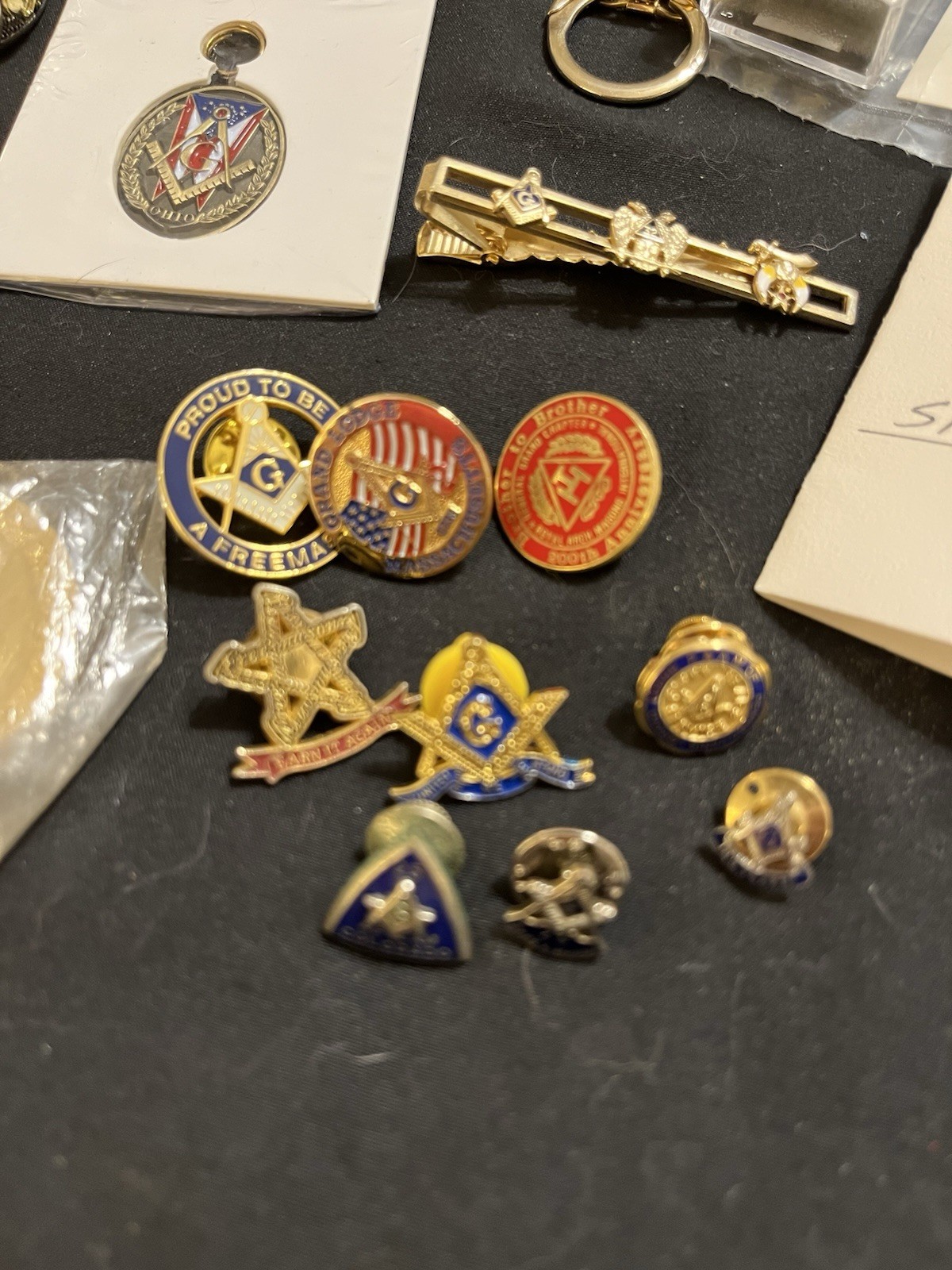 Vintage Masonic Estate Lot Knights Templar Rings Pins Buckle Coins Tie Bar