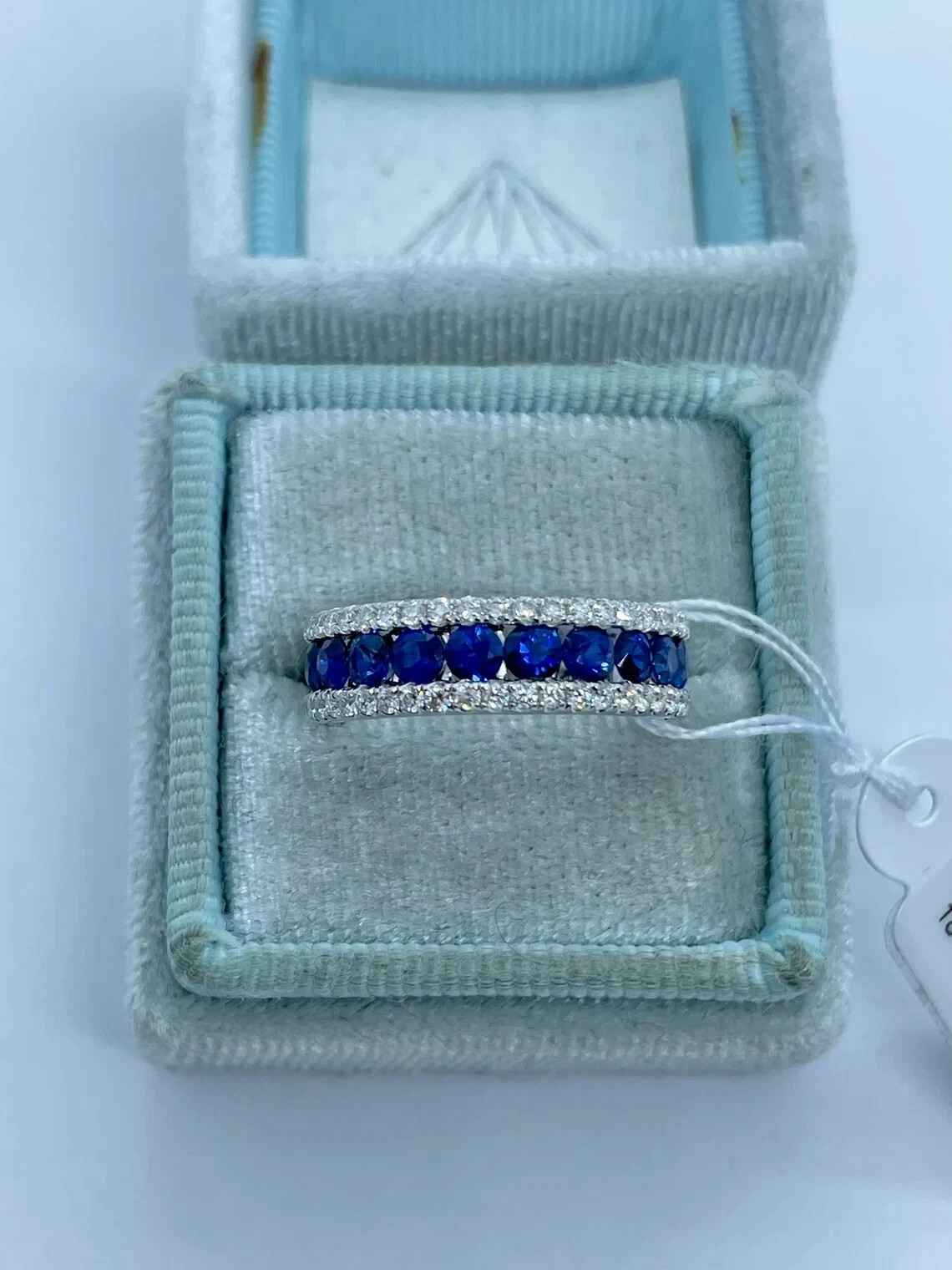 4.00 Ct Round Natural Sapphire Diamond Anniversary Ring 14K Solid White Gold 6
