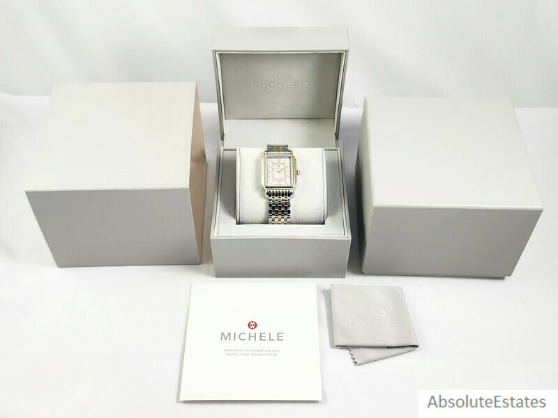 NEW Michele Deco II Two Tone Gold Silver Lilac Pink Diamond Watch MWW06X000046