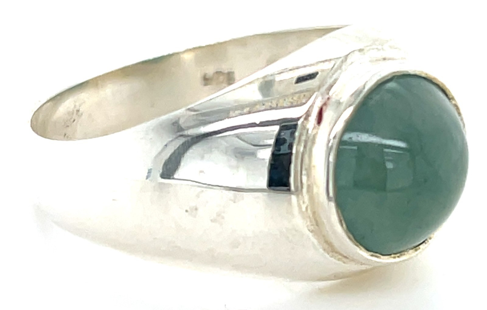 Type A Burmese Icy Water Green Jadeite Ring 32.7ct 925 Silver US13 Bold