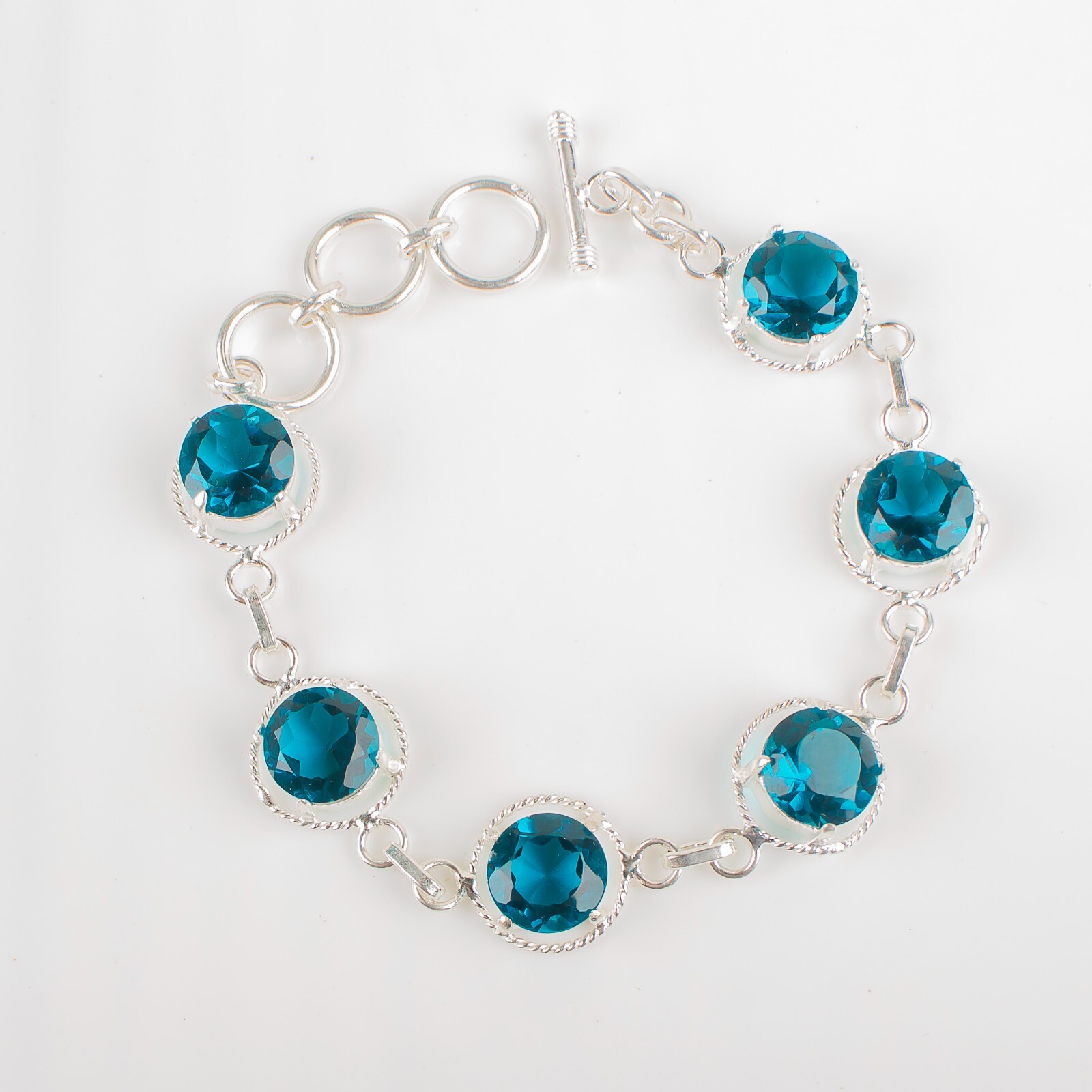 925 Silver Apatite Gemstone Jewelry Handmade Chain Bracelet 7.8″ For Girlfriend
