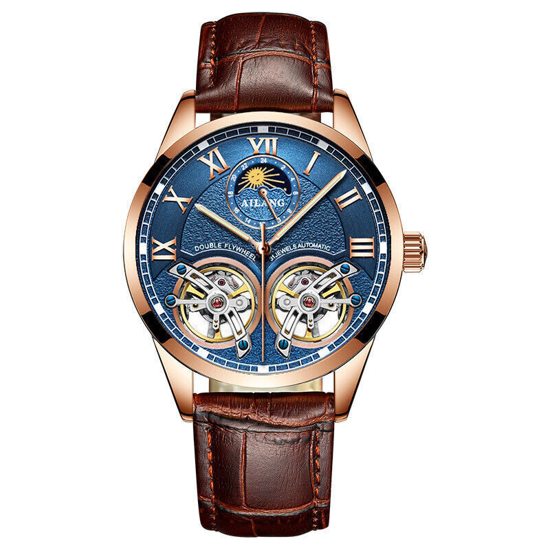 AILANG Men’s Mechanical Watch Moon Phases Waterproof Tourbillon Wristwatches