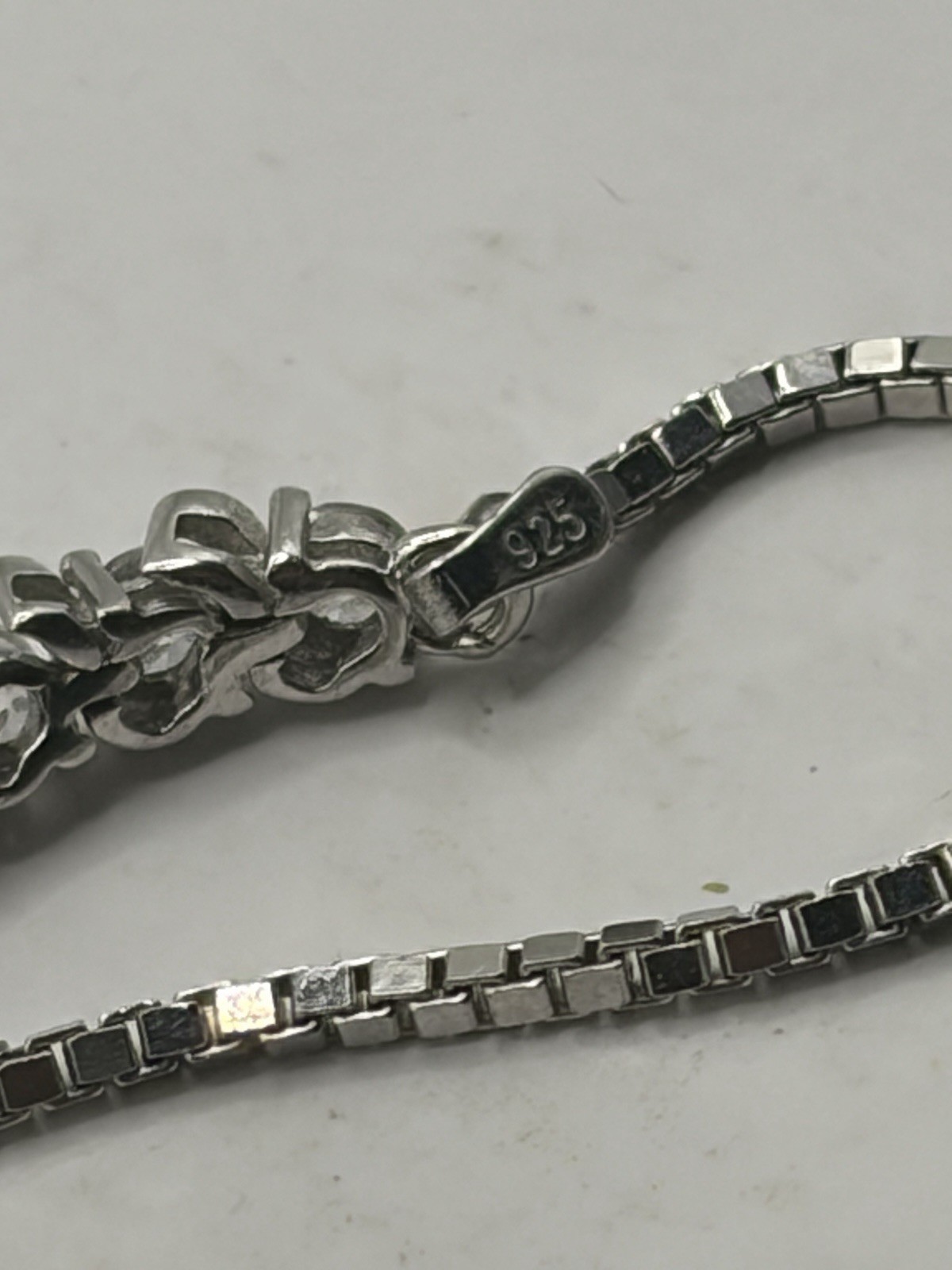 Sterling Silver Adjustable Slider Bracelet 925 Box Chain Minimalist CZ Style