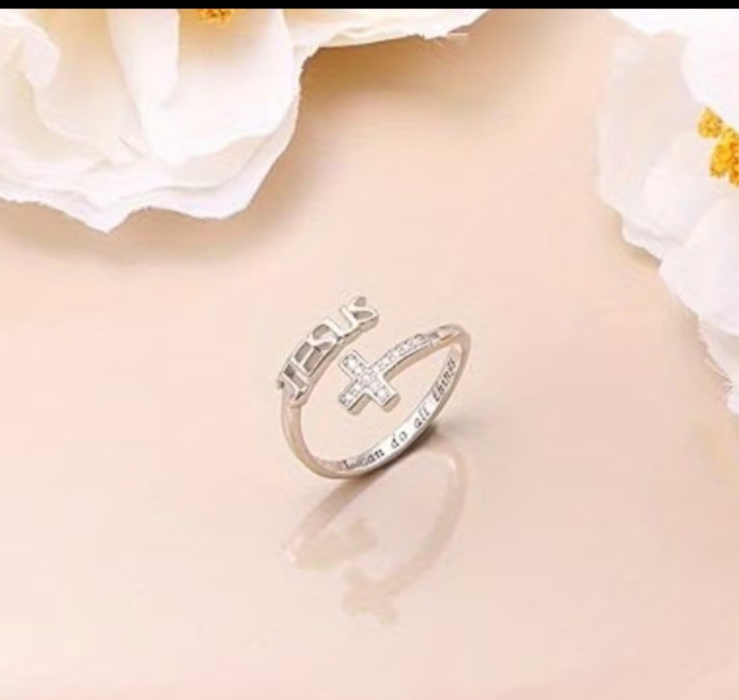 Silver Cross” I can Do All Things”Ring Classic Opening Adjustable