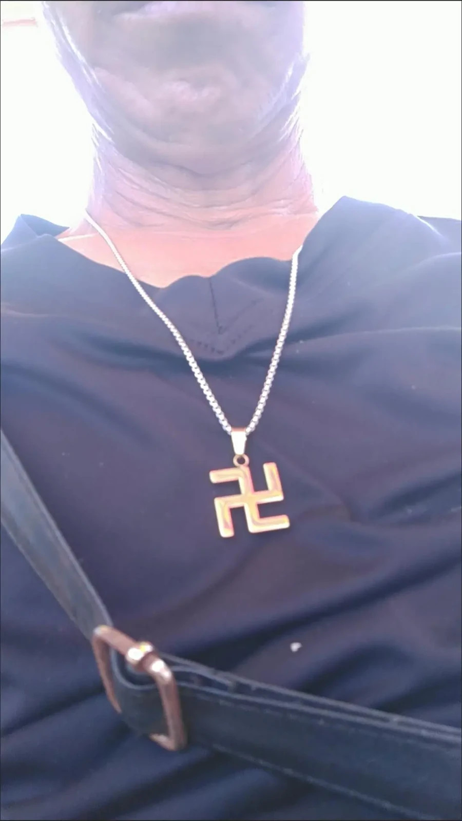 Titanium Steel Hindu Swastika Pendant Blessing Necklace Chain Amulet