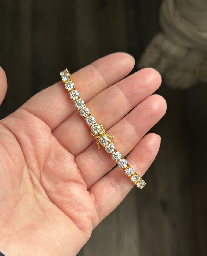 Best Women’s Gift Round Cut Natural Diamond Tennis Bracelet In 14k Yellow Gold