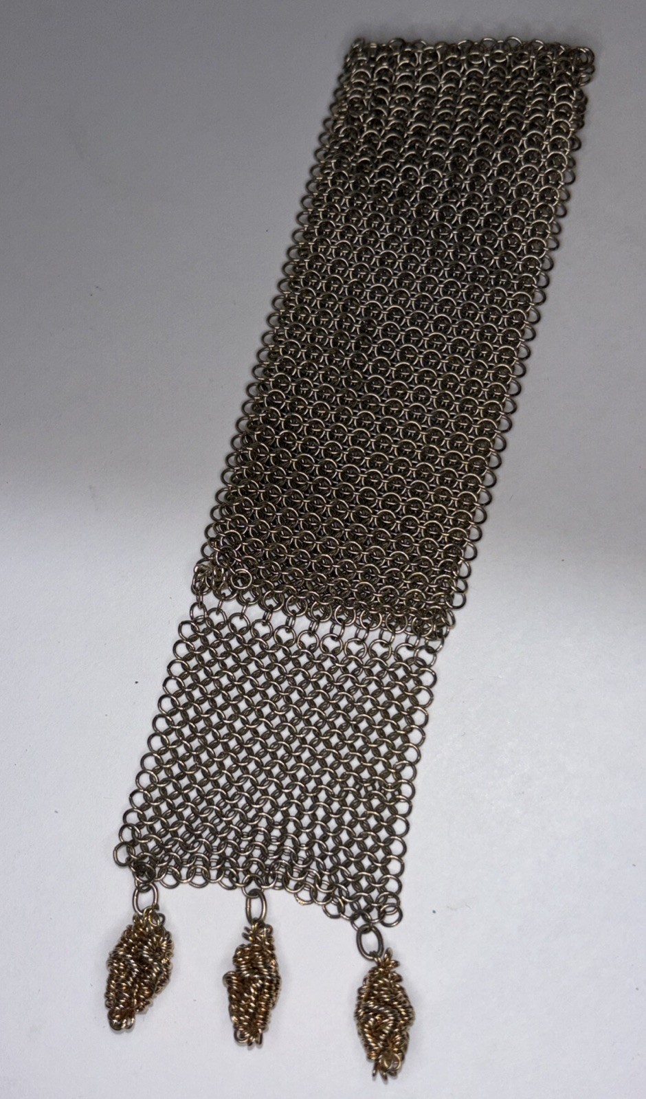 Vintage Gold Tone Chainmaille Mesh Bracelet with Dangling Charms