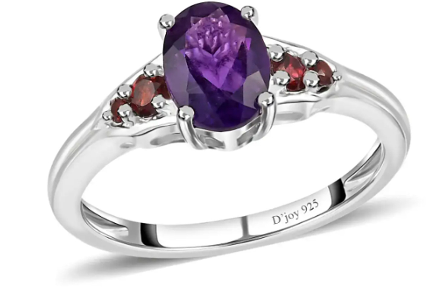 AMETHYST & MOZAMBIQUE GARNET In STERLING SILVER, ENGAGEMENT RING, SIZE 9.0