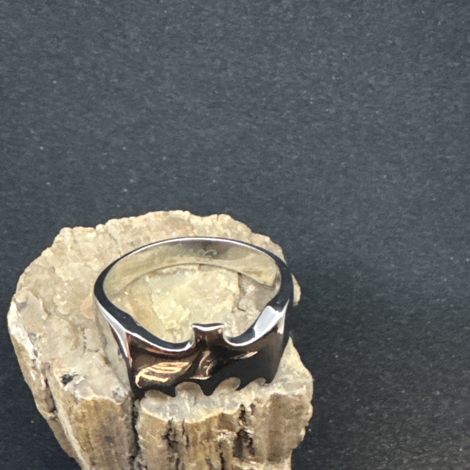 Bat Design Stainless Steel Ring 12mm Face Width 5mm Band Width