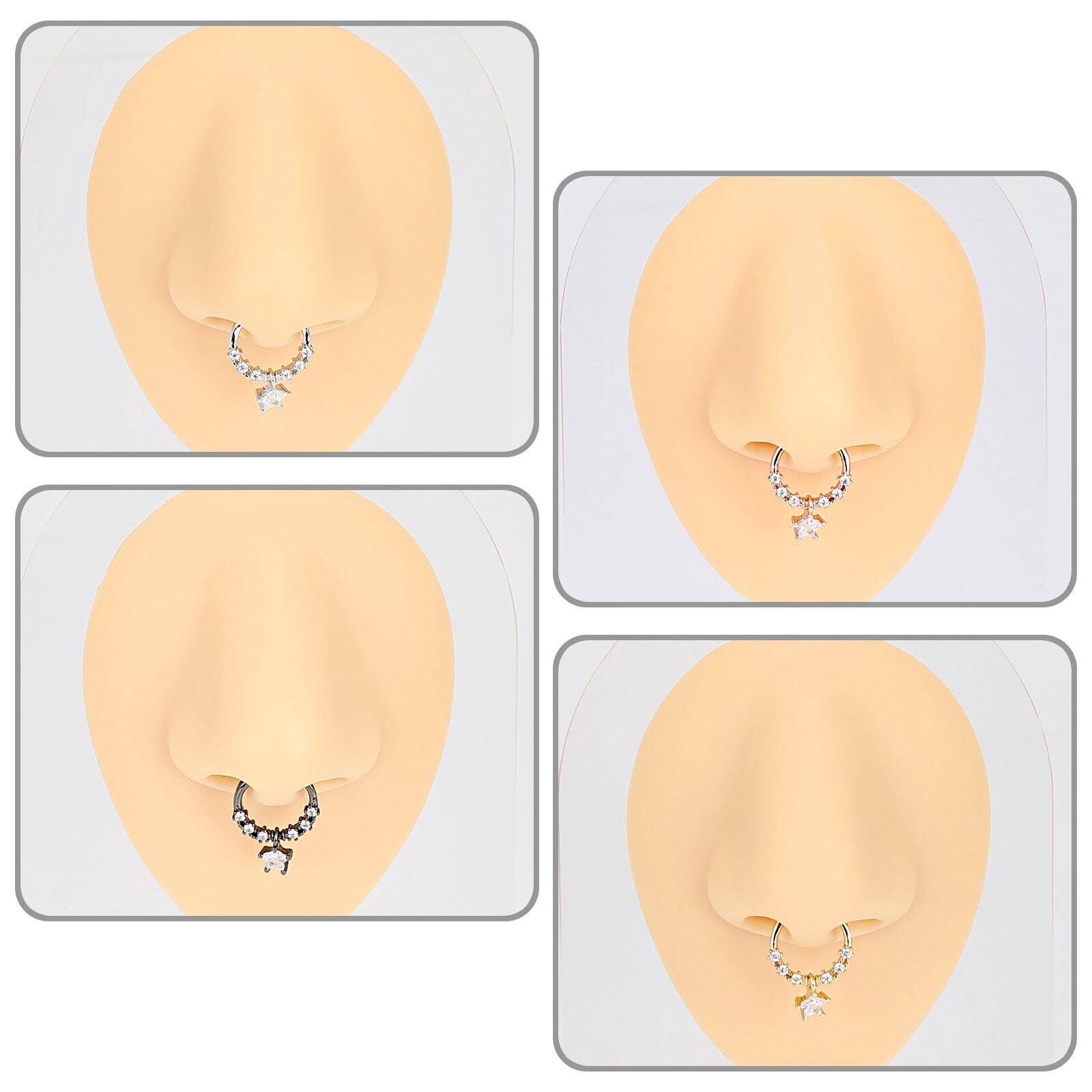 1PC Steel Hinged Septum Clicker Planet Moon Dangle Segment Nose Hoop Rings 16G