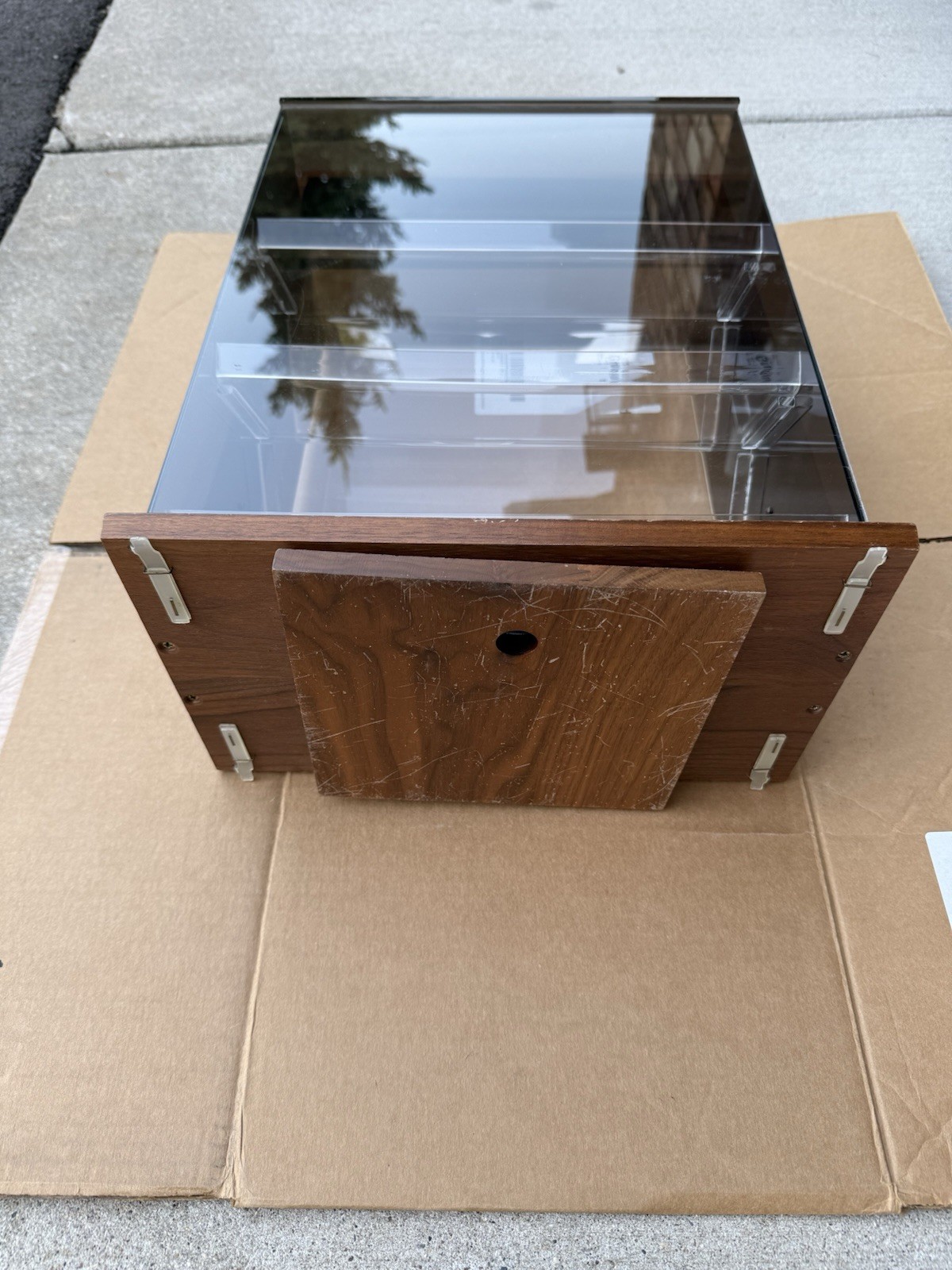 Vtg Krementz Countertop Jewelry Display Case Spinning Wood & Acrylic~GREAT