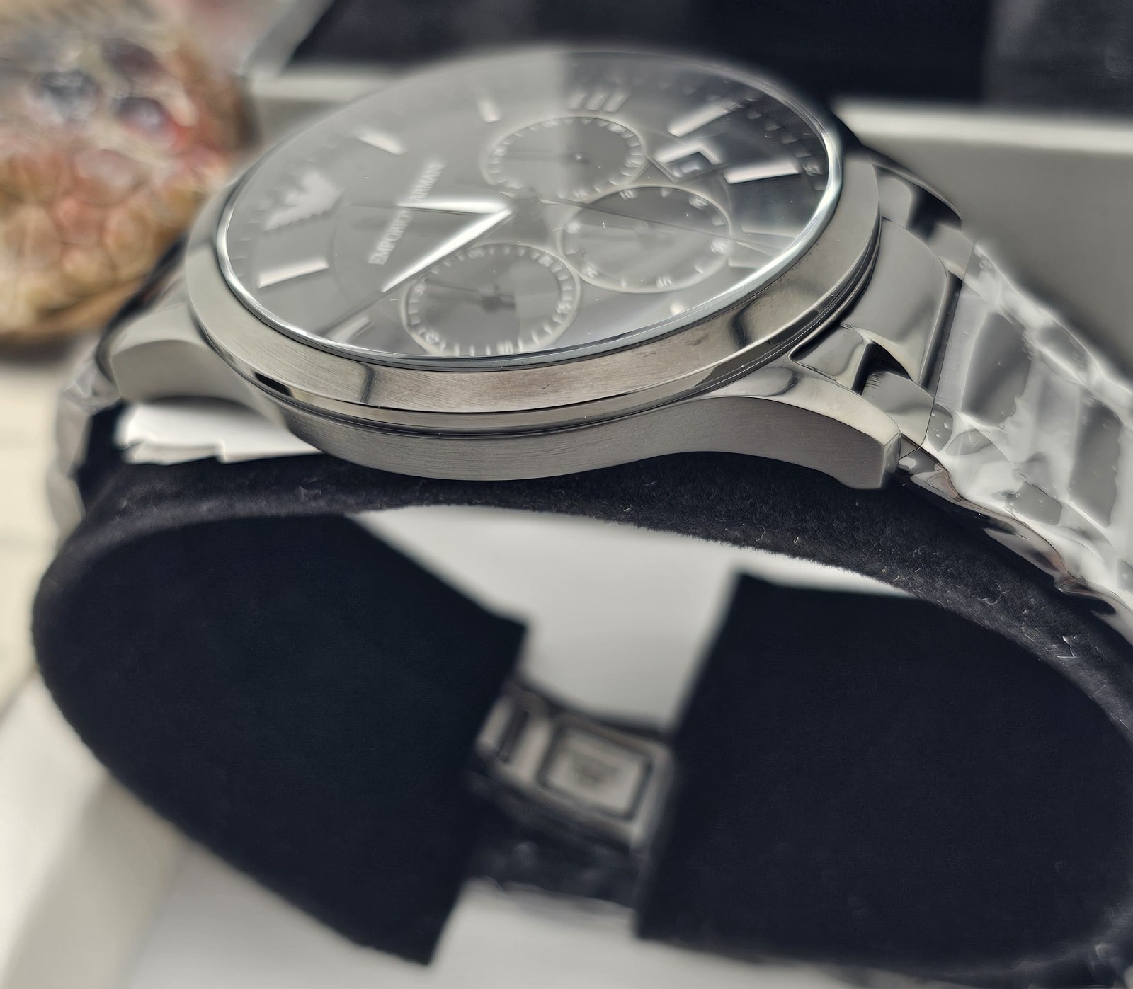 EMPORIO ARMANI MENS WATCH AR11349 BLACK DIAL AND STIANLESS STEEL STRAP AUTHENTIC