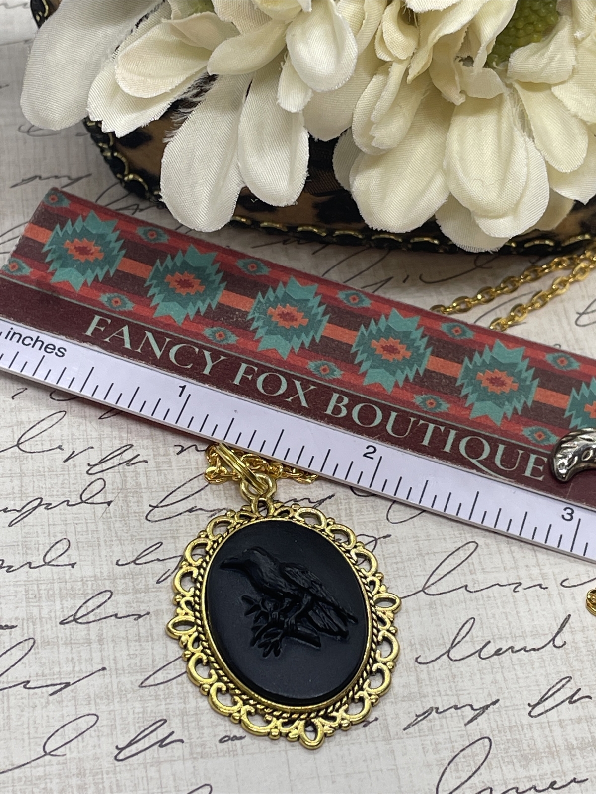 Black Crow Raven Gothic Steampunk Cameo Necklace Mens Womens Gift Wedding Gold T