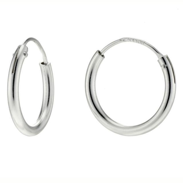 925 Sterling Silver Endless Hoop Round Earrings 2mm Thick