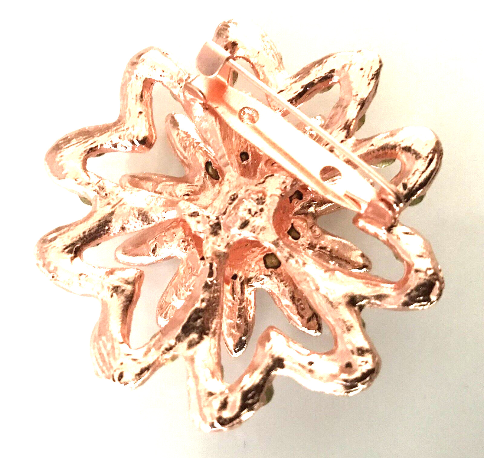 Large ROSE GOLD COLOURED Brooch Broach Pin Wedding SUGARCRAFT COSTUME JEWELERY