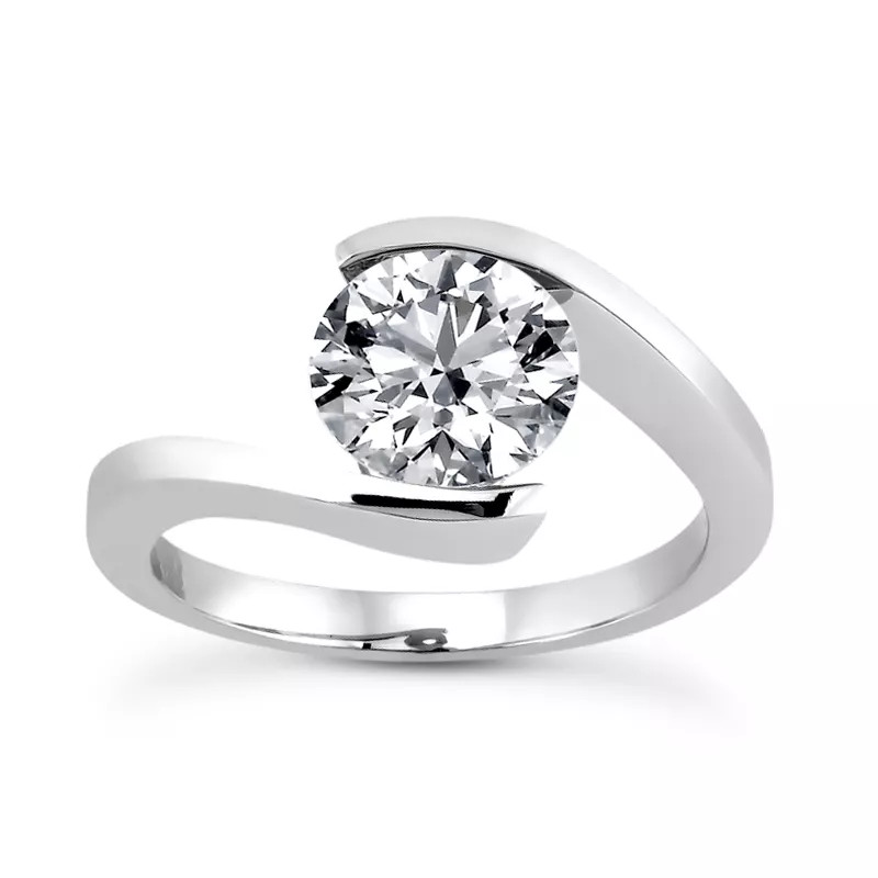 Solitaire Engagement Ring Solid 14K Gold 1.07 CT Round Lab-Grown Diamond F VS1
