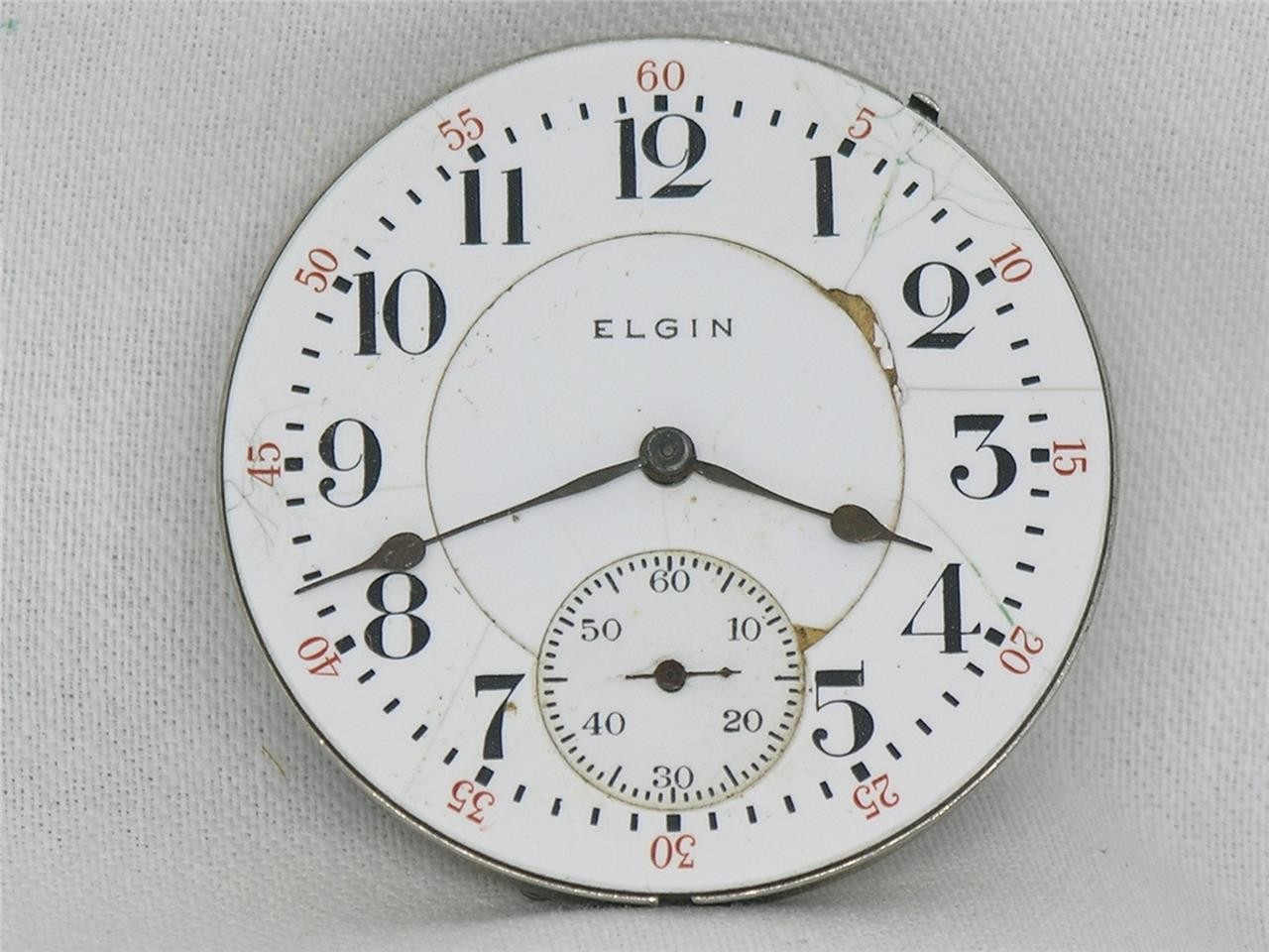 VINTAGE 16S ELGIN GR 374 FATHER TIME RAILROAD 21 JEWEL WATCH MOVEMENT & DIAL