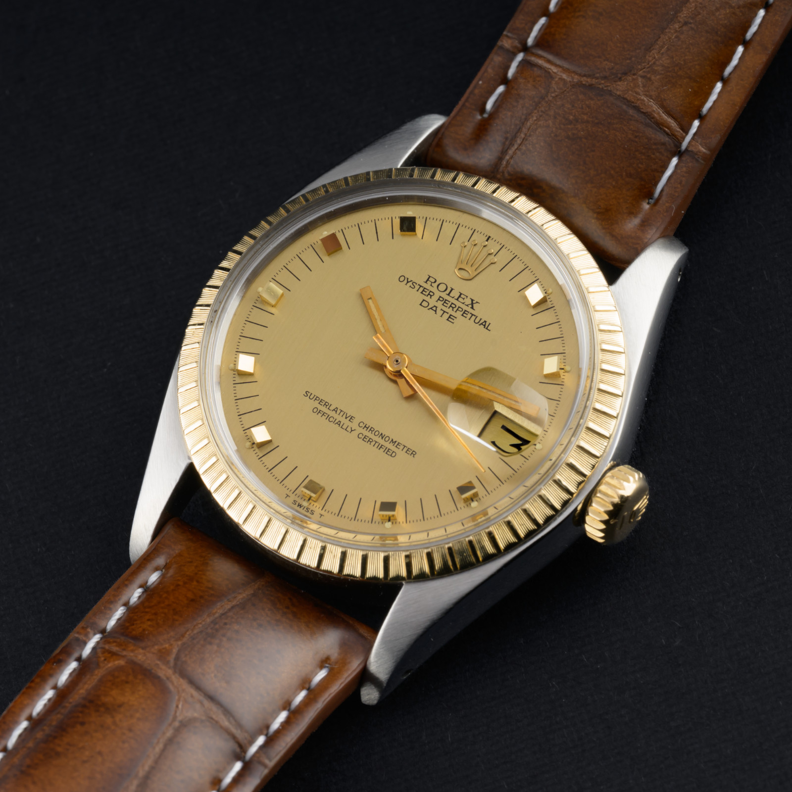 Rolex Oyster Perpetual Date 1505 18k Gold & Steel 34mm Automatic Watch