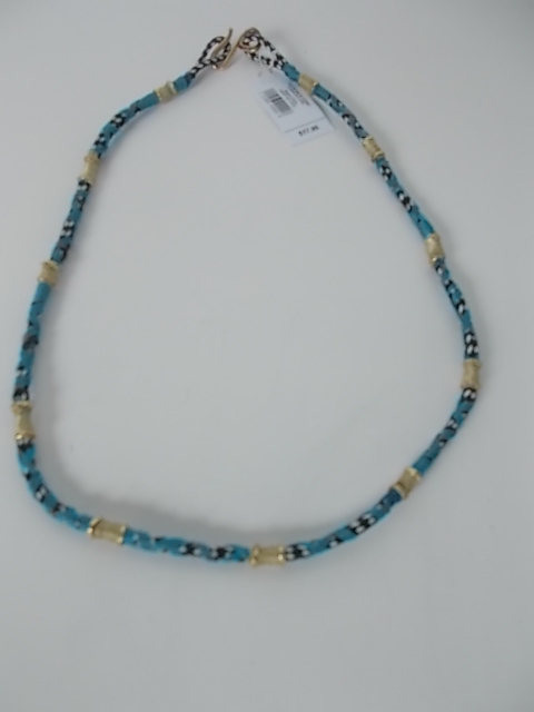 GAP Friendship Necklace BLK Turq rope String Silver layer Necklace NWT $17.95
