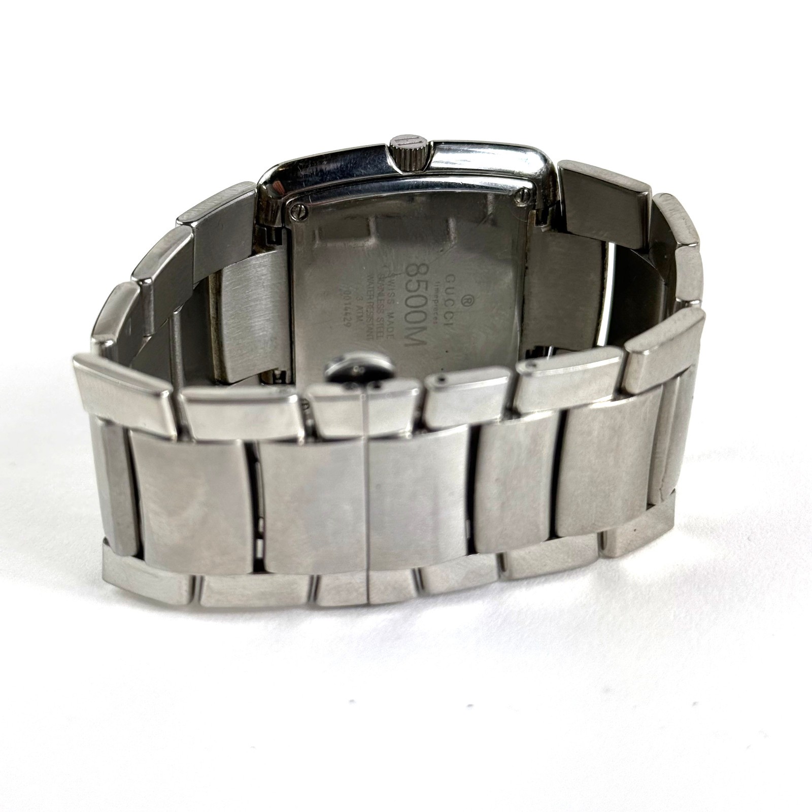 Gucci Stainless Steel 34mm 8500M Mens Silver Dial Quartz Watch New Battery
